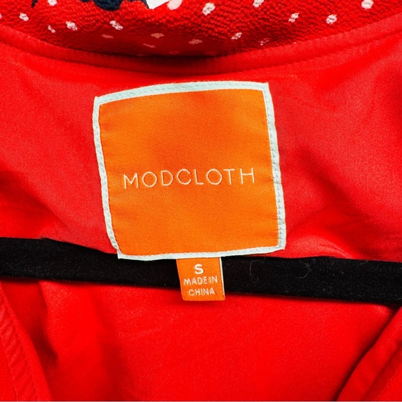 MODCLOTH RED BLUE FLORAL DAPPER DRESS SIZE S - Picture 8 of 8